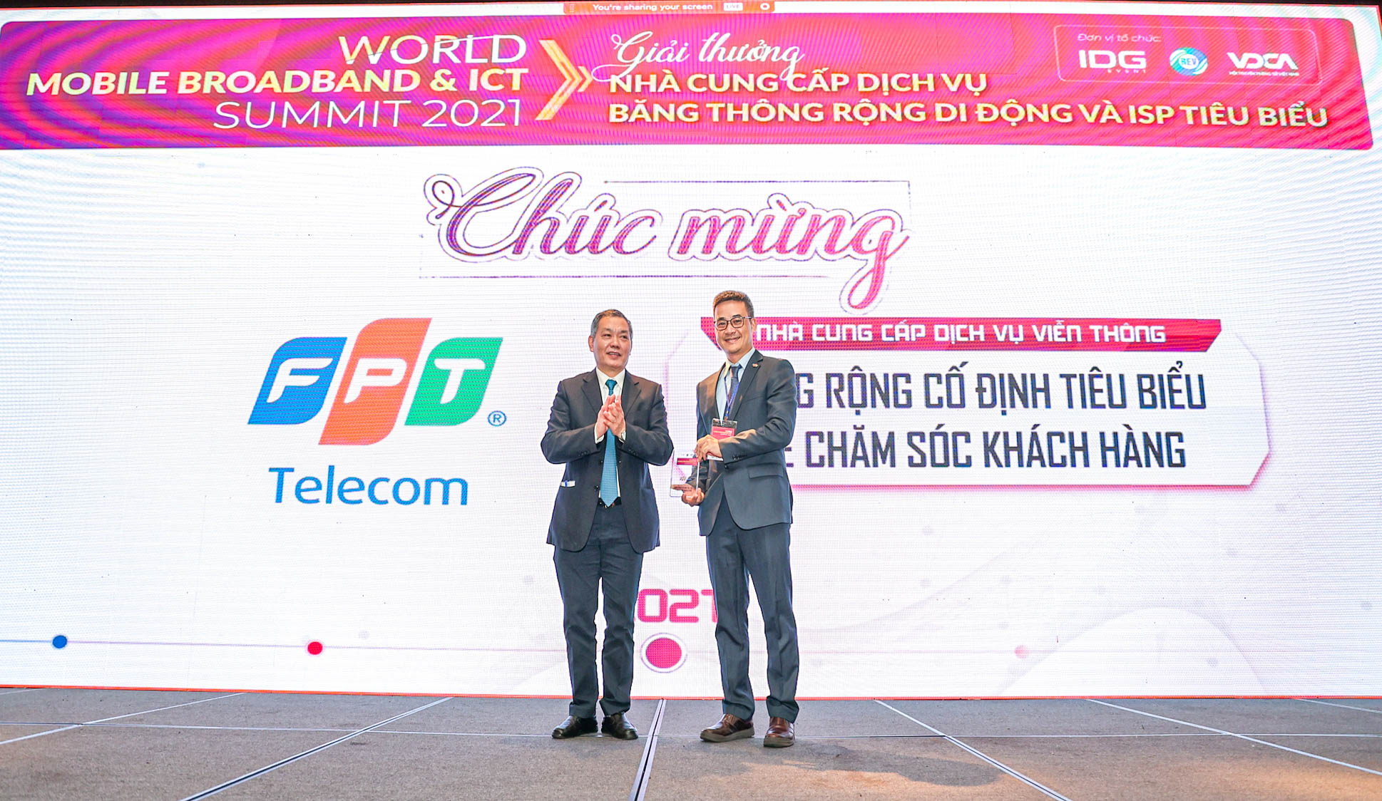 FPT Telecom nhận giải thưởng uy tín Chất lượng dịch vụ được Khách hàng hài lòng nhất
