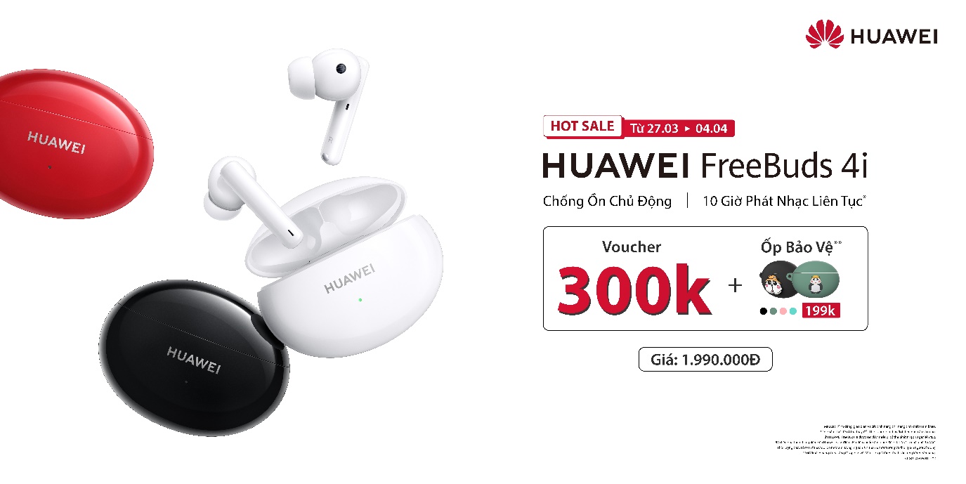 Huawei ra mắt tai nghe FreeBuds 4i với chống ồn chủ động, pin chờ lên đến 200 ngày