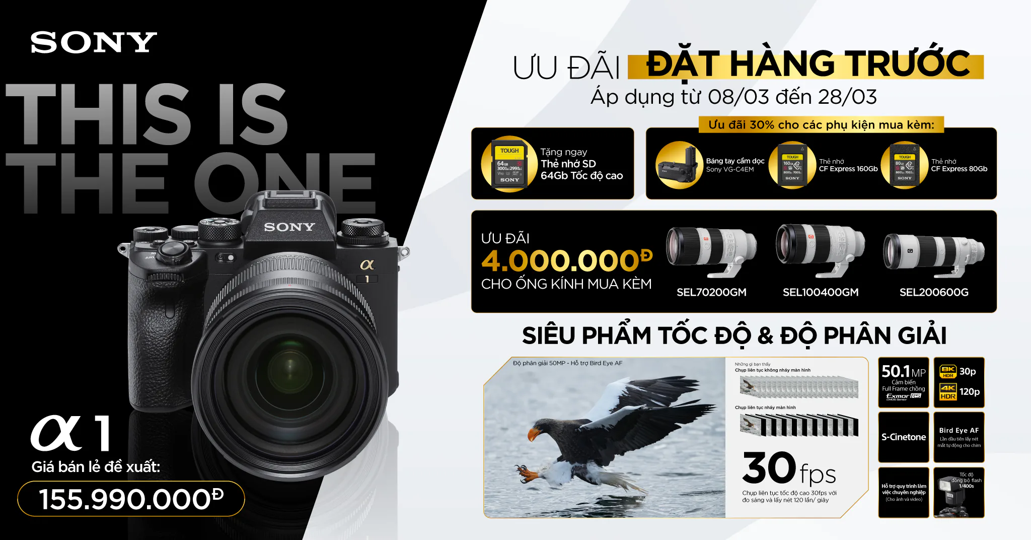 Sony A1 đã có thể đặt trước tại WinWinStore, giá 155,990,000 VNĐ cùng nhiều ưu đãi