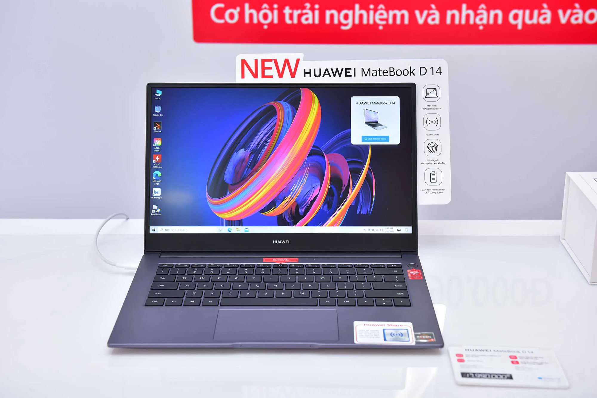 HUAWEI Matebook D 14 phiên bản nâng cấp card đồ họa on board AMD Radeon ™ RX Vega 10 chính thức lên kệ hôm nay, giá 17,990,000 VNĐ