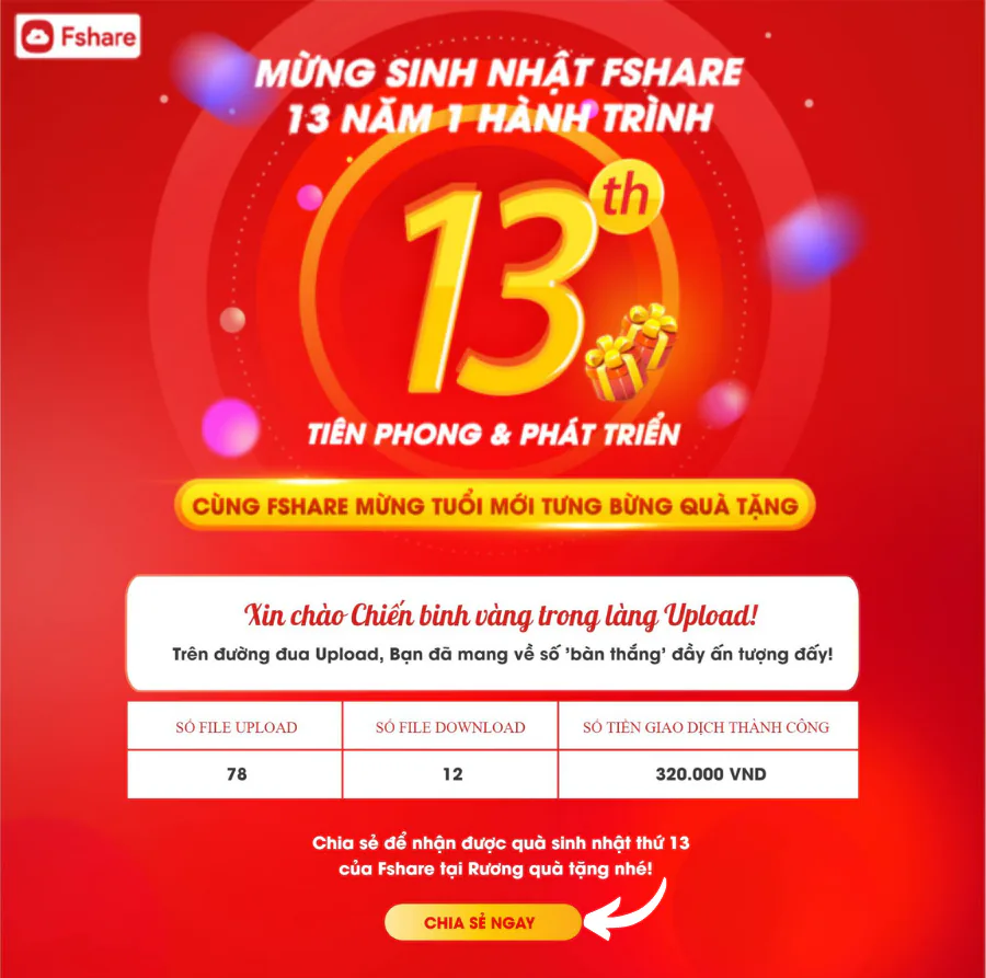 Tham gia chương trình sinh nhật Fshare, chia sẻ điều hay rinh ngay quà tặng