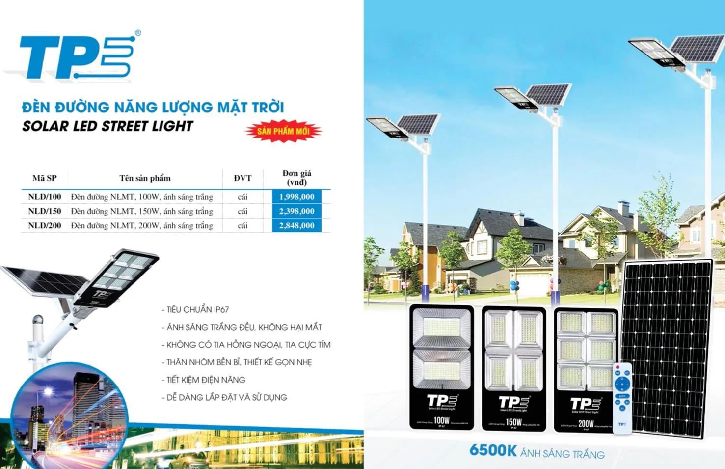 Trên tay đèn LED năng lượng mặt trời Tiến Phát Electric: Không tốn điện, thân thiện môi trường