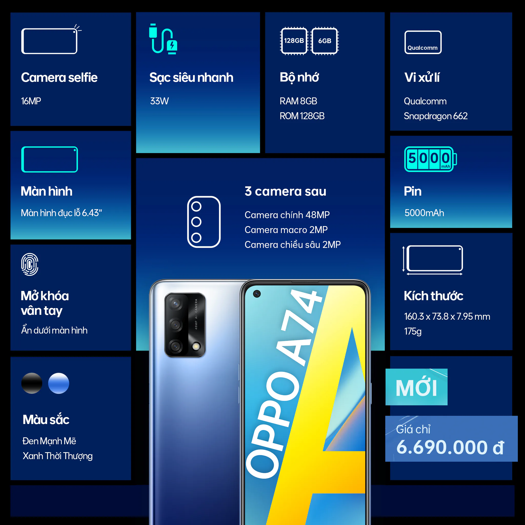 Tân binh OPPO A74 ra mắt - smartphone nổi bật nhất với dung lượng pin lớn và sạc siêu nhanh