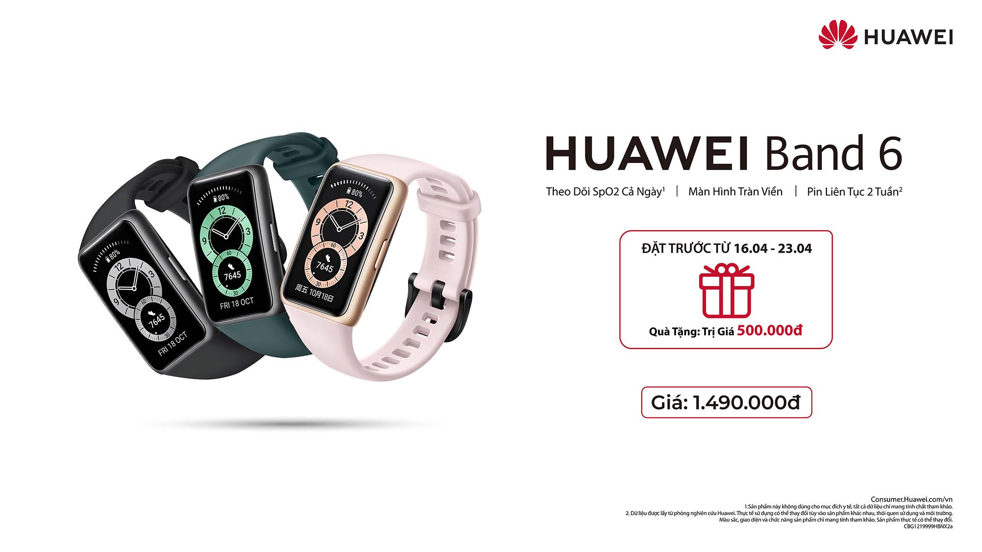 Vòng đeo tay thông minh HUAWEI Band 6 chính thức ra mắt tại Việt Nam: Theo dõi SpO2 cả ngày, màn hình AMOLED Fullview 1.47 inch, pin liên tục 2 tuần