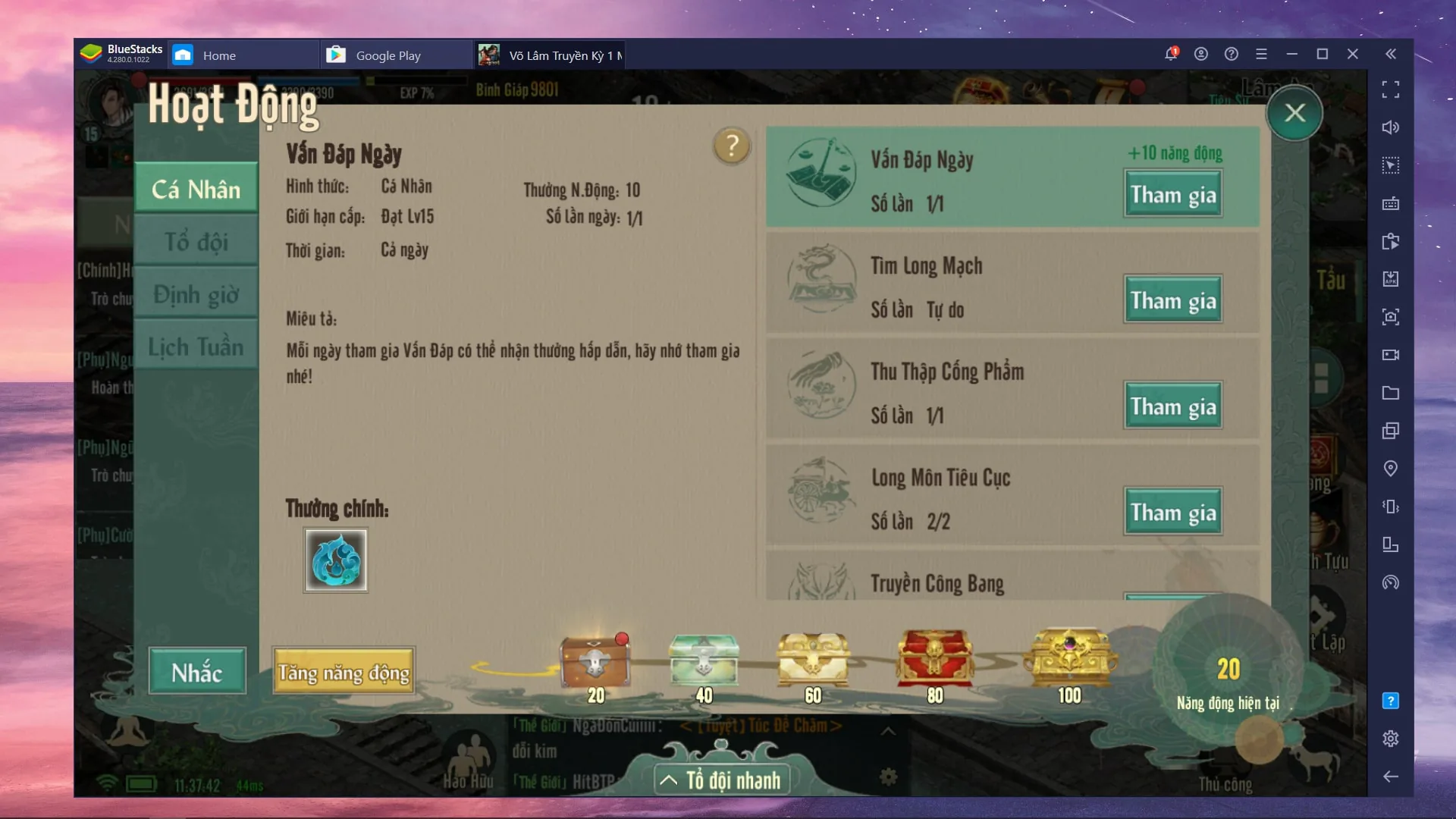 Tất tần tật đáp án trả lời chính xác Vấn Đáp Ngày trong game Võ Lâm Truyền Kỳ 1 Mobile