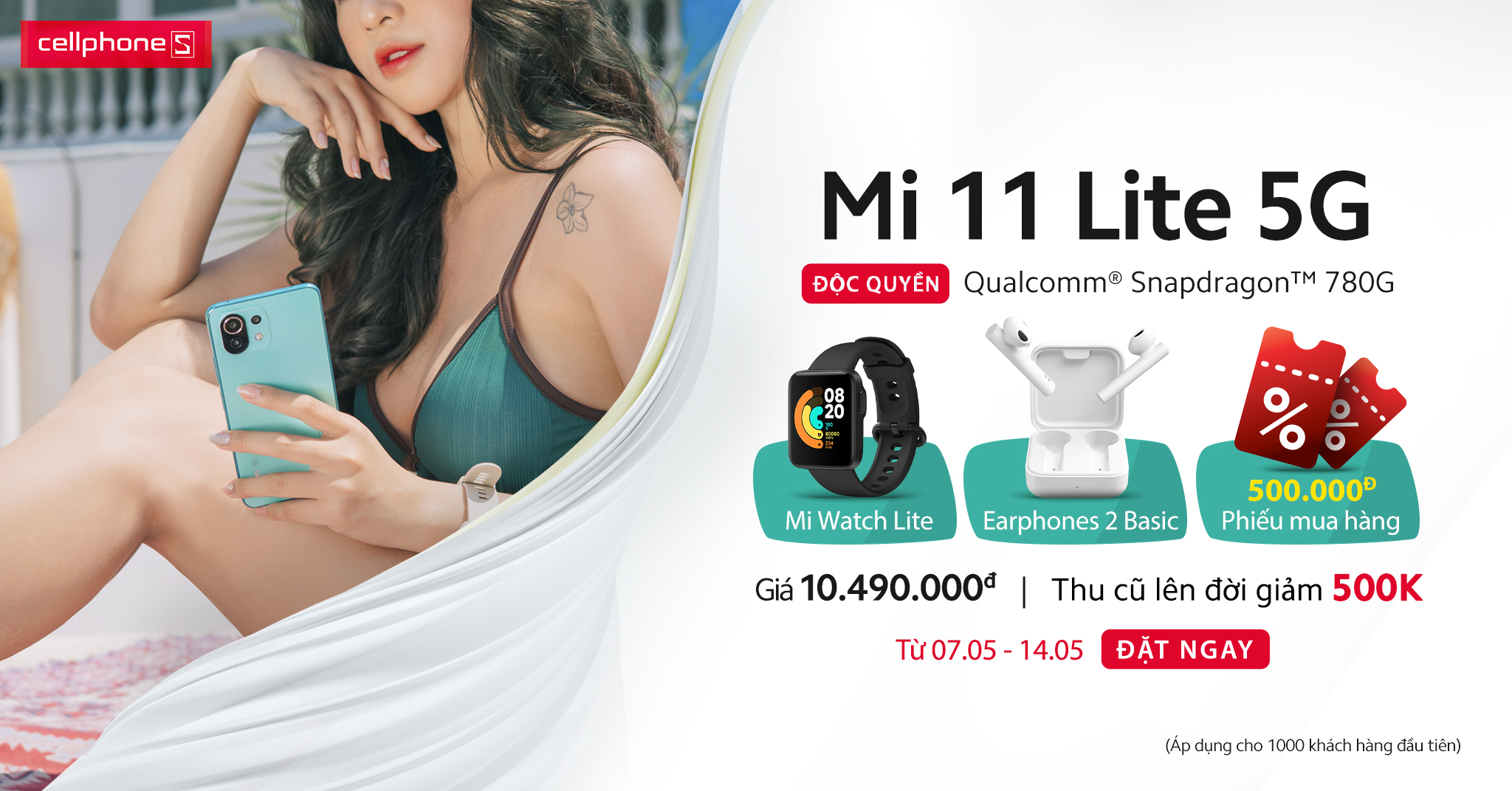 Mi 11 Lite 5G mở đặt trước, quà hơn 4 triệu, độc quyền CellphoneS