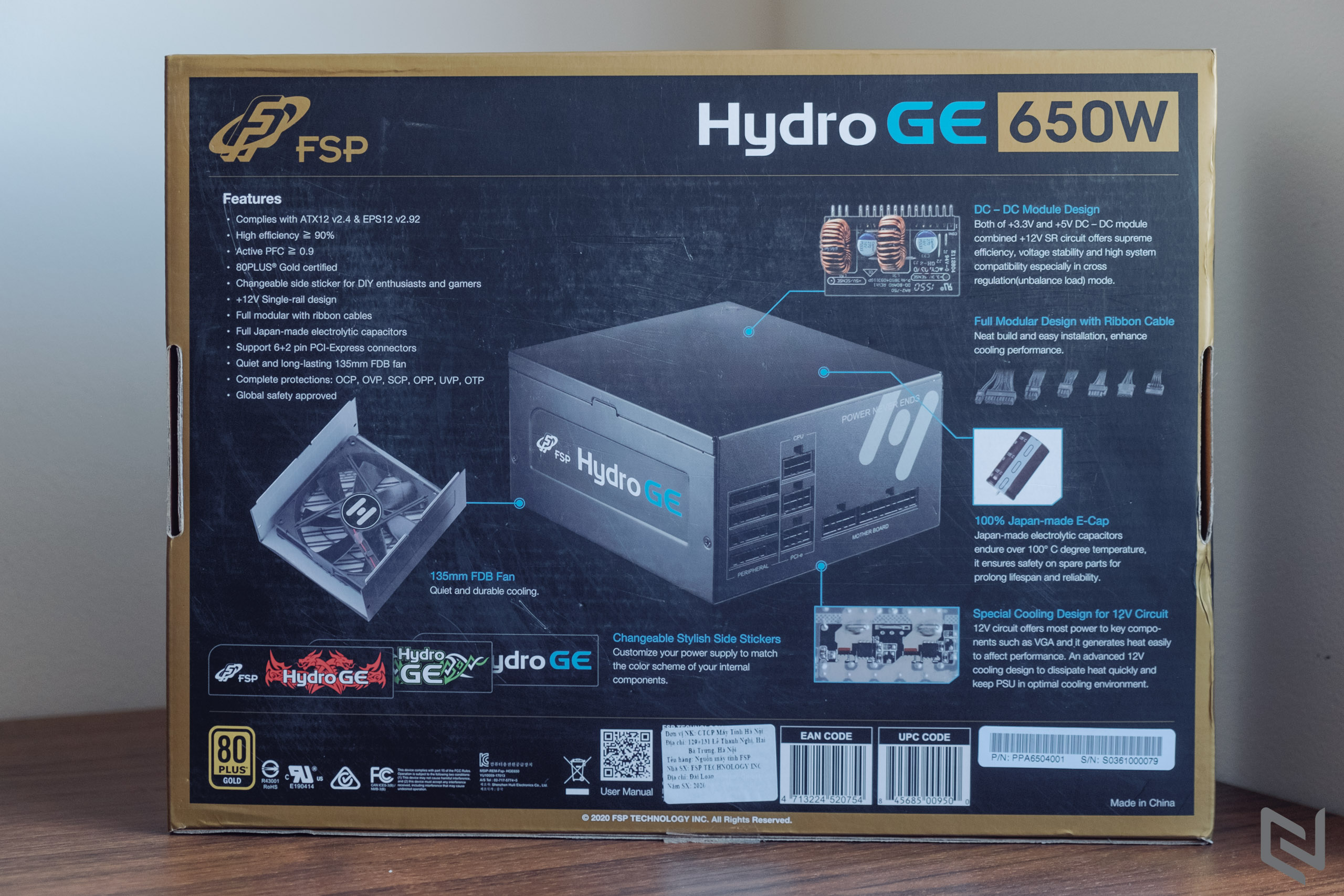 Trên tay nguồn máy tính FSP Hydro GE 650W: Nhãn vàng 80 Plus hiệu quả, thiết kế modular hợp lý và quạt rất êm