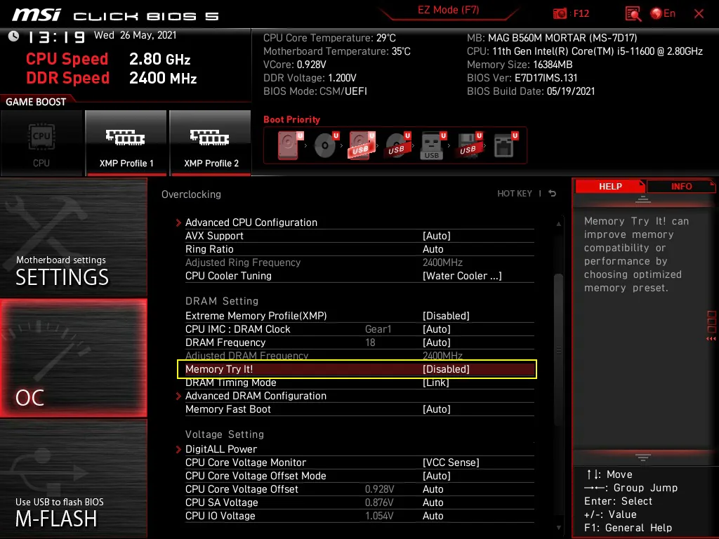 MSI Memory Try It! – Tăng cường hiệu năng chơi game cho các bo mạch B560 của bạn