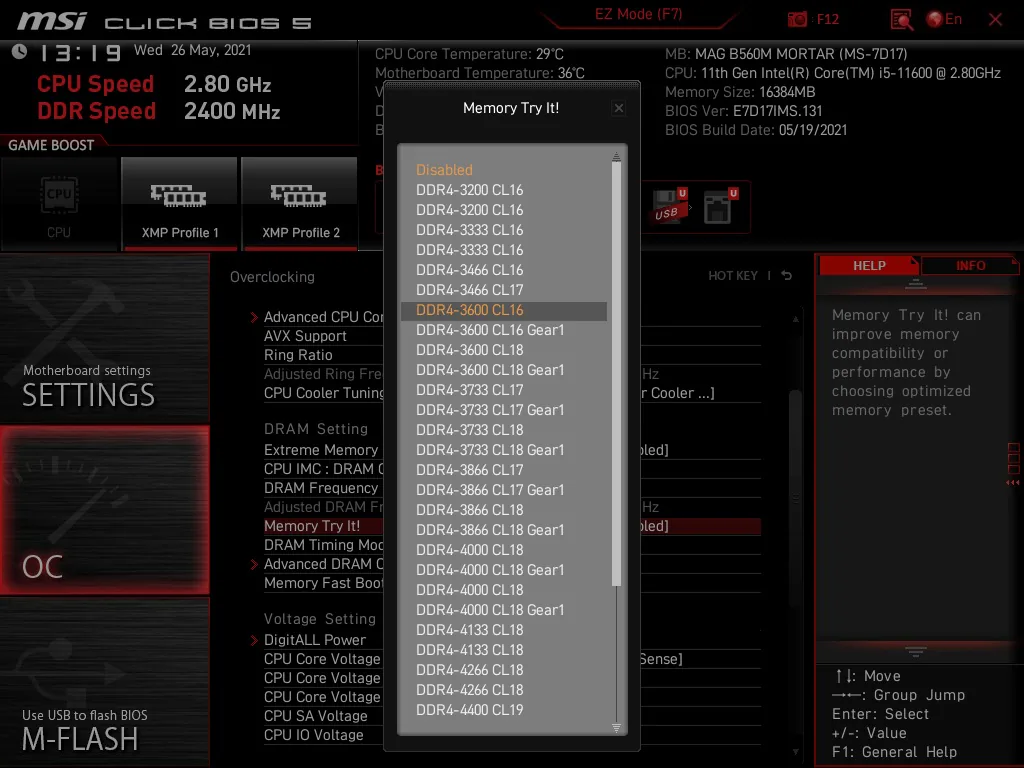 MSI Memory Try It! – Tăng cường hiệu năng chơi game cho các bo mạch B560 của bạn