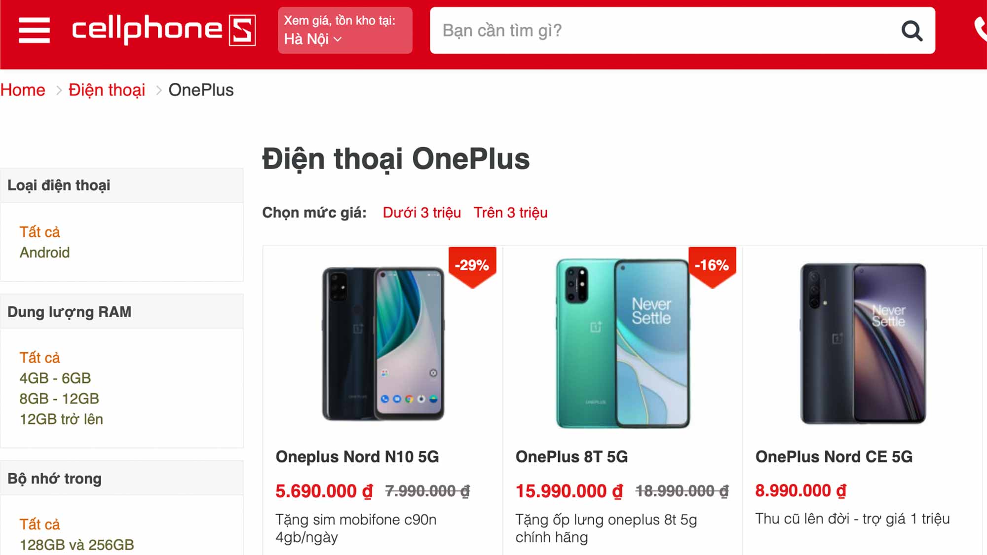 CellphoneS mở bán loạt smartphone OnePlus, nhiều ưu đãi quà tặng độc quyền