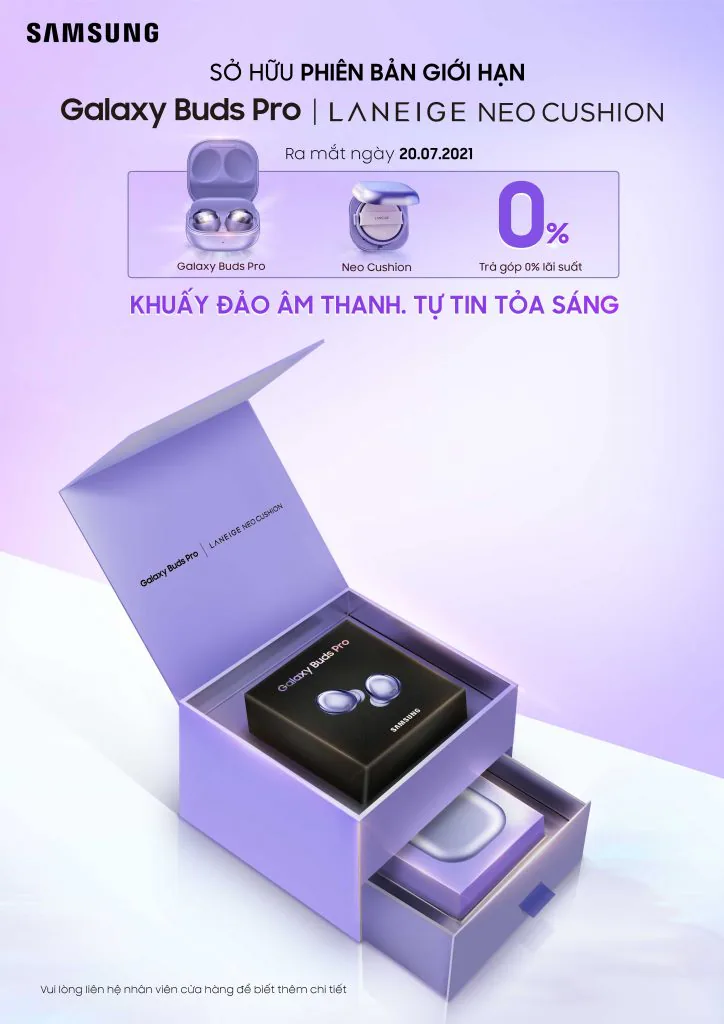 LANEIGE hợp tác cùng Galaxy Buds Pro ra mắt phấn nước NEO Cushion Phantom Violet phiên bản giới hạn