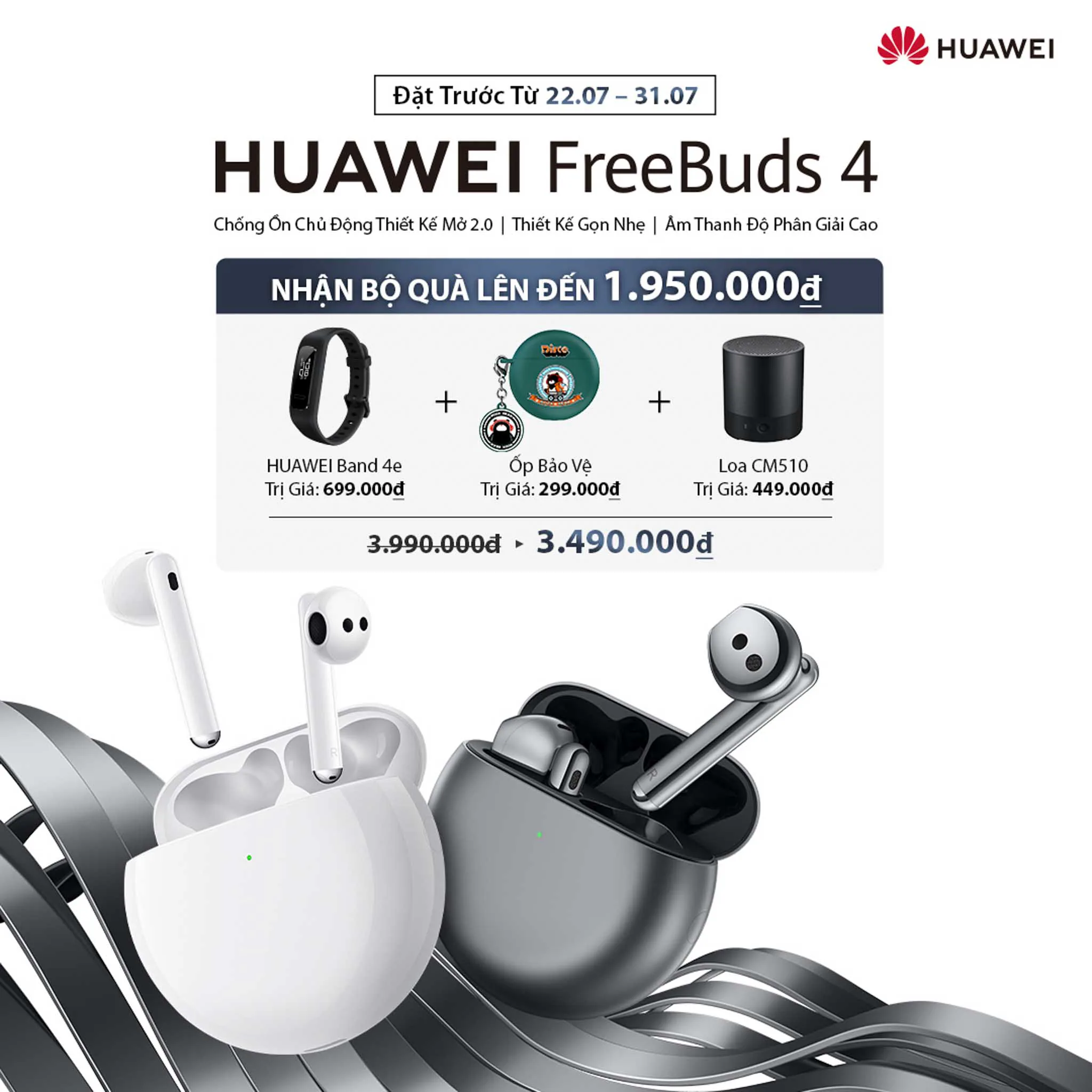 Huawei ra mắt tai nghe FreeBuds 4 tại Việt Nam: Nâng tầm Chống ồn chủ động thiết kế mở mới, kết nối đa thiết bị