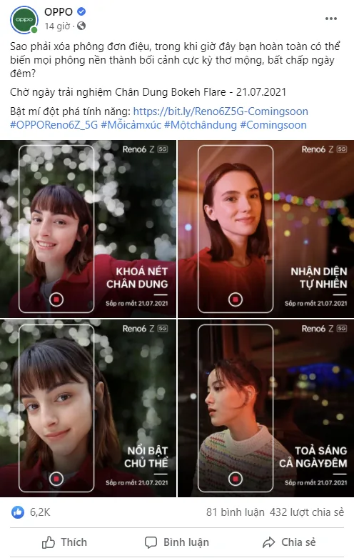 Reno6 Z 5G chuẩn bị ra mắt tại Việt Nam: Màu sắc đẹp mê hồn, tính năng chụp hình cũng xịn không kém