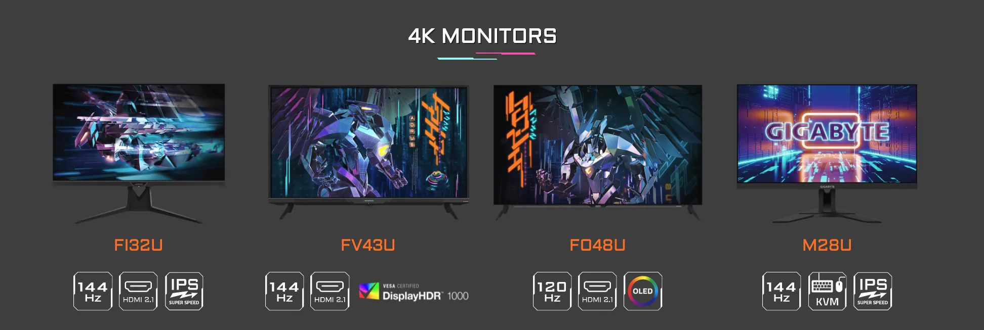 Tiếp nối thành công, GIGABYTE trình làng thêm 2 màn hình chơi game 4K hỗ trợ HDMI 2.1