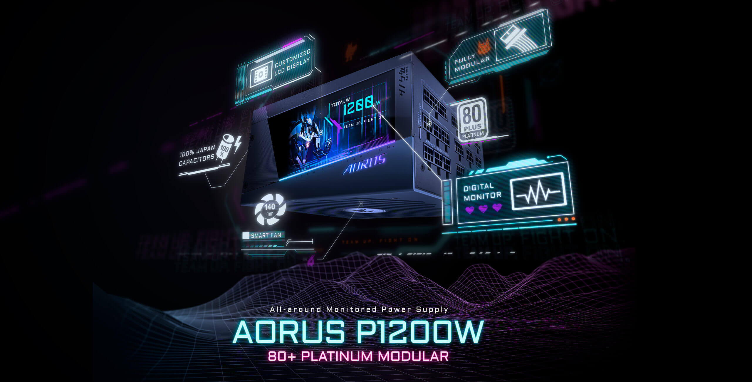 Gigabyte giới thiệu PSU AORUS P1200W mới với màn hình LCD độc đáo