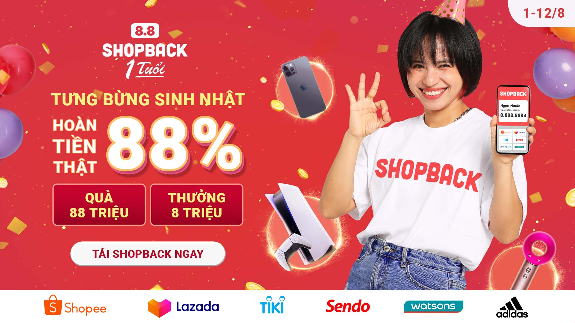 ShopBack Việt Nam kỷ niệm một năm hoạt động với chương trình hoàn tiền khủng đến 88%
