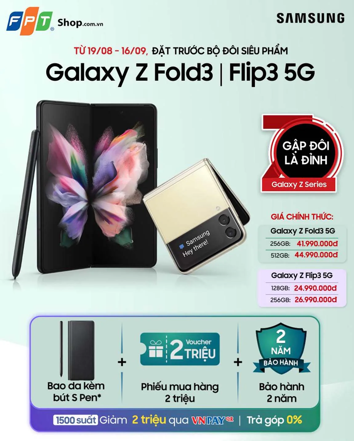 FPT Shop tiếp tục tặng những ưu đãi thiết thực cho khách hàng đặt trước Galaxy Z Fold3 | Flip3 5G