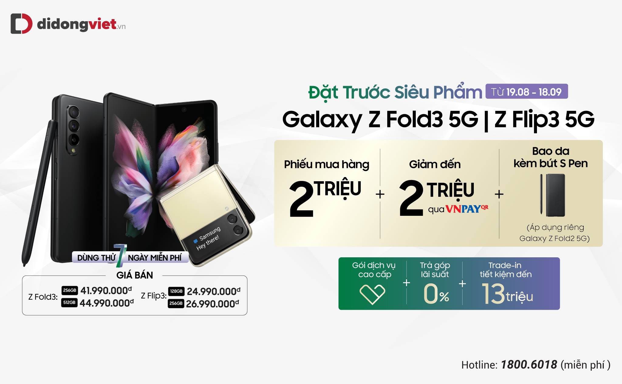 Galaxy Z Fold3 và Z Flip3 đã có giá bán chính thức tại Việt Nam. Đặt hàng tại Di Động Việt nhận quà tặng đến 6 triệu