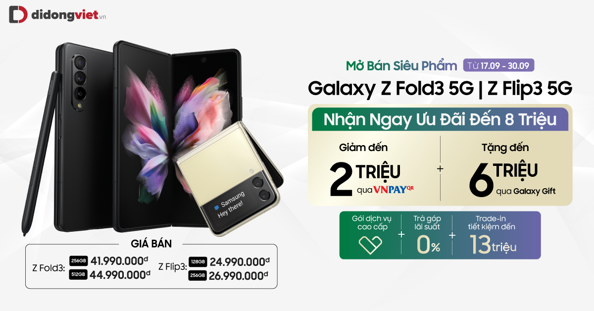 Galaxy Z Fold3 5G & Z Flip3 5G chính thức lên kệ. Di Động Việt giao hơn 300 máy cho khách trong ngày mở bán