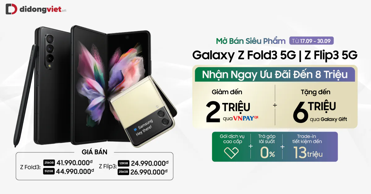 Galaxy Z Fold3 5G & Z Flip3 5G chính thức lên kệ. Di Động Việt giao hơn 300 máy cho khách trong ngày mở bán