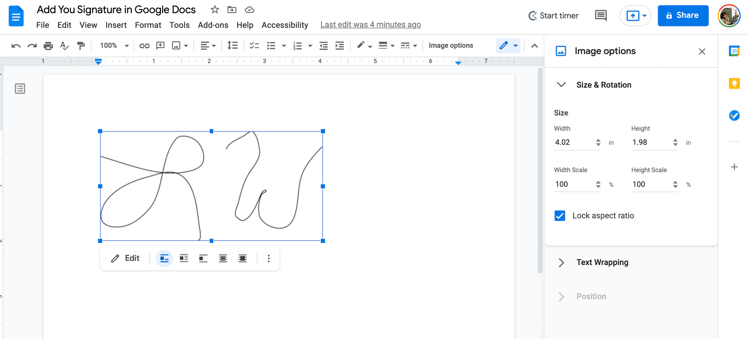 Hướng dẫn cách chèn và thêm chữ ký bằng Google Docs
