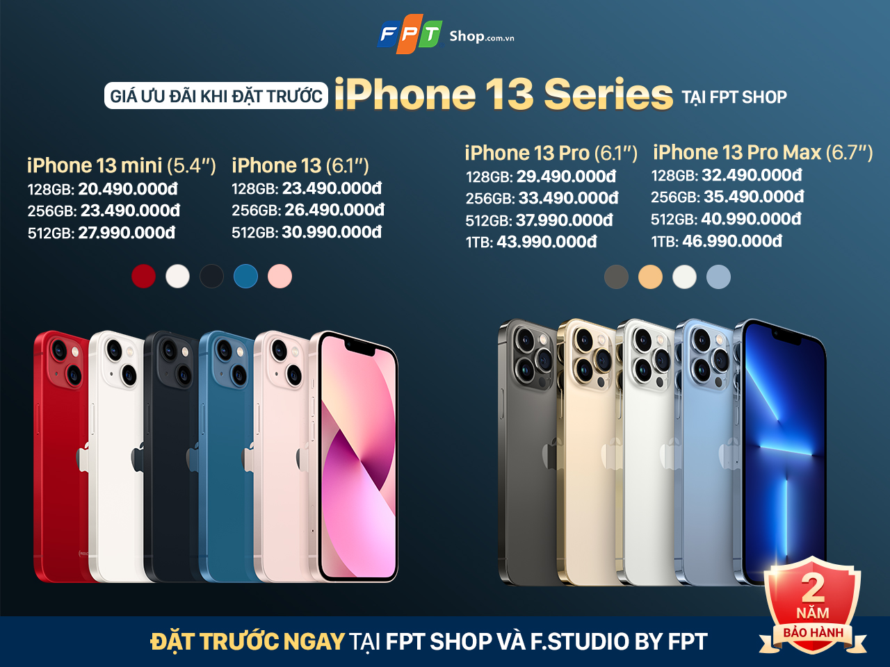 FPT Shop và F.Studio by FPT - đại lý ủy quyền cao cấp nhất của Apple chính thức nhận đặt trước iPhone 13 Series kèm ưu đãi đến 6 triệu