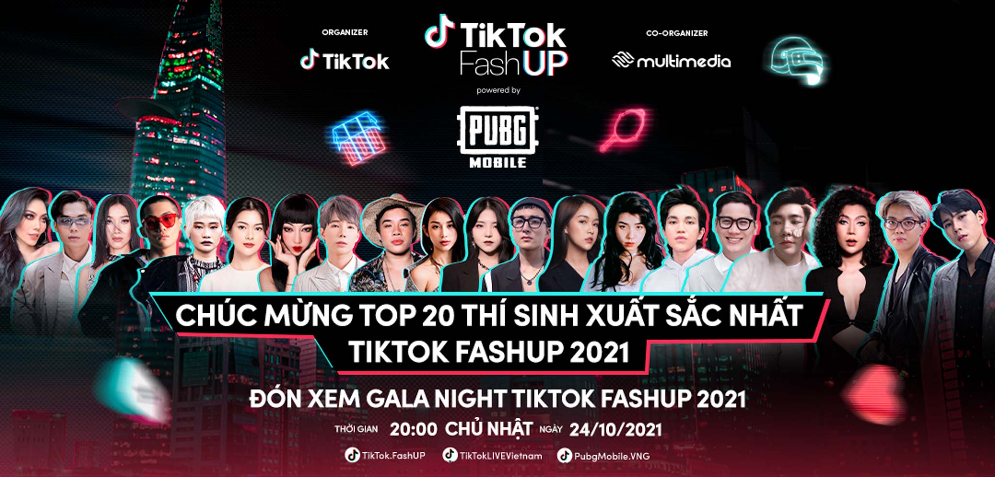 Top 20 chính thức lộ diện, cùng so tài trong Đêm tôn vinh & trình diễn thời trang TikTok FashUP Gala Night 2021