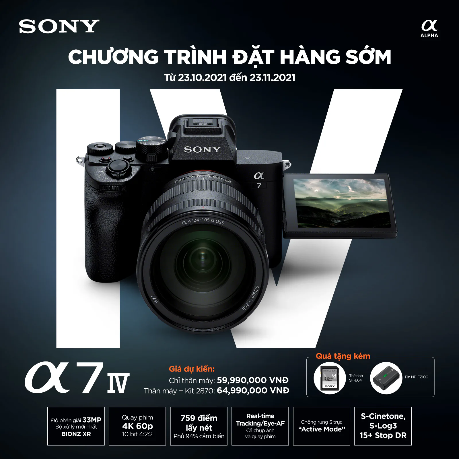 Sony Việt Nam ra mắt máy ảnh Sony A7 IV vượt trội với cảm biến full-frame 33 MP, giá 59,990,000 VND