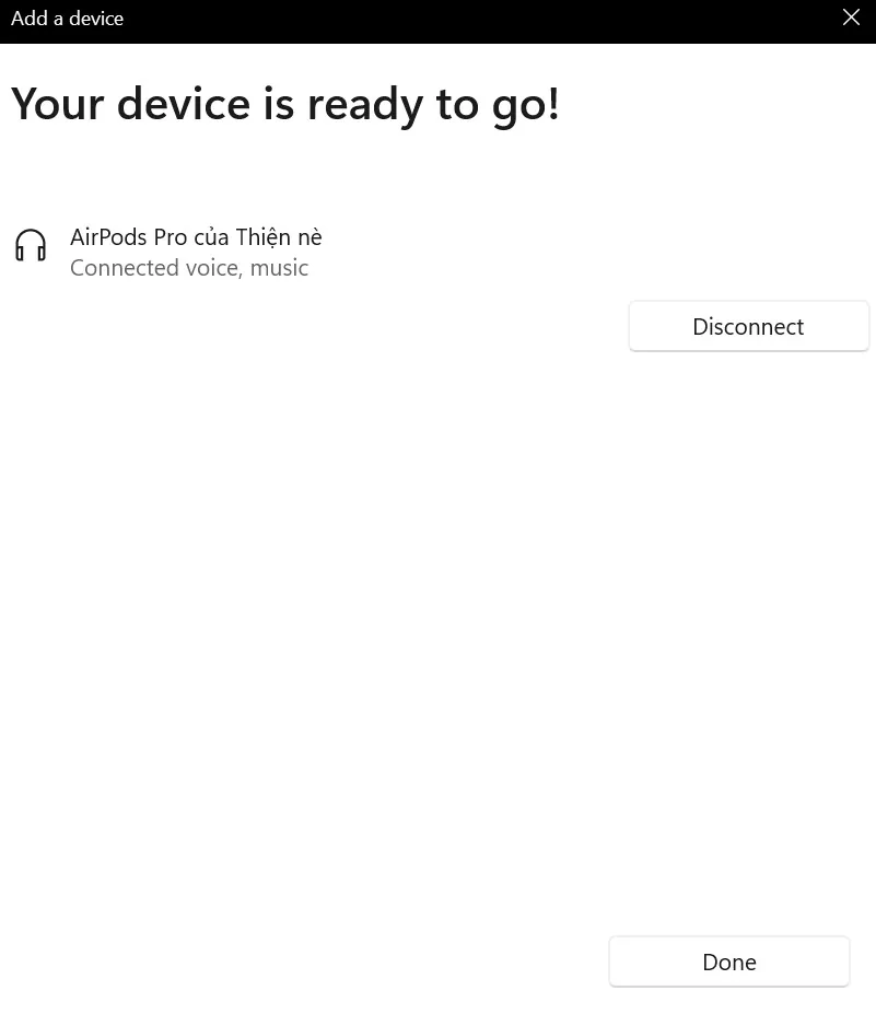 Hướng dẫn cách kết nối tai nghe AirPods tới máy tính Windows 11