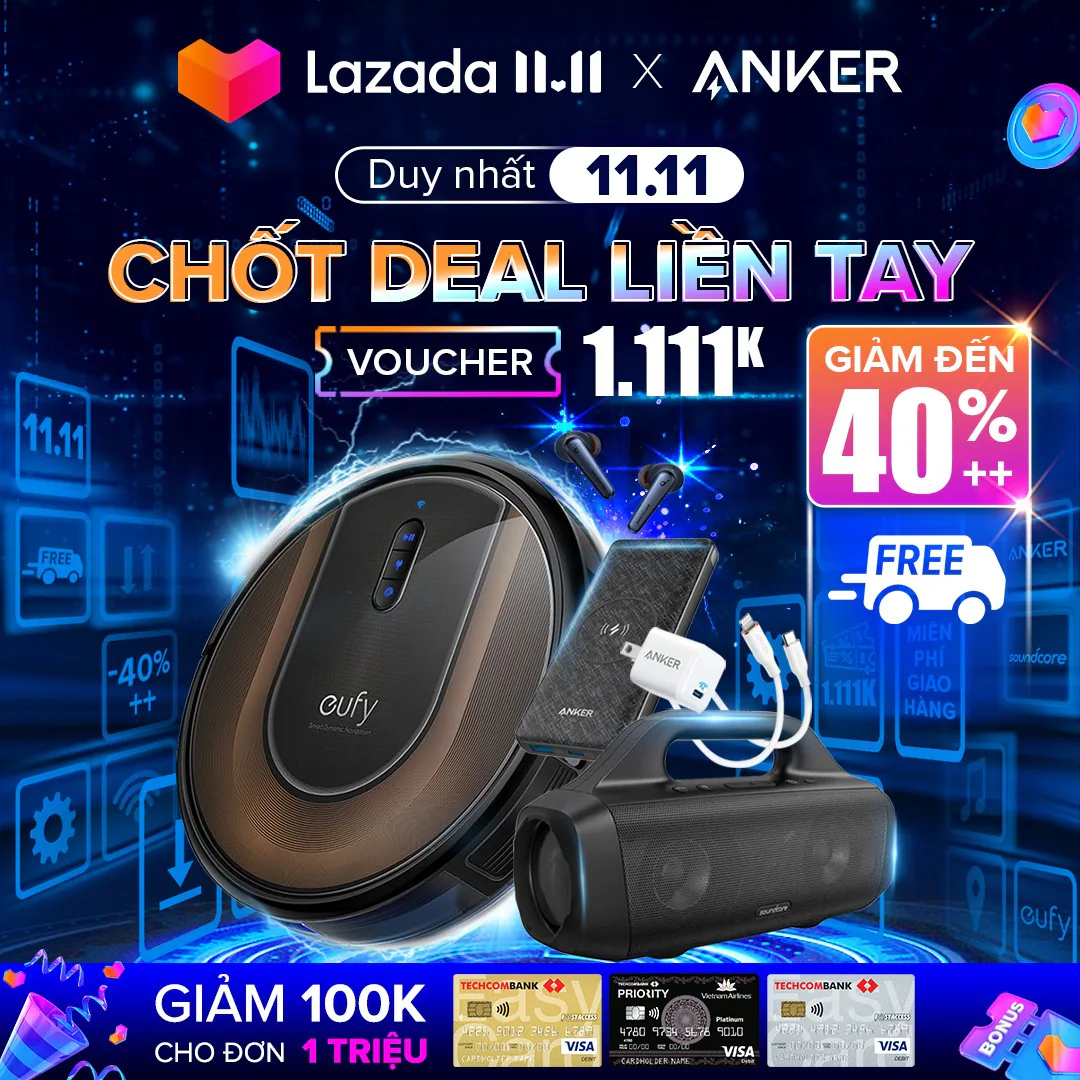 Siêu sale 11.11 tại Lazada, Anker giảm giá tai nghe và loa Soundcore lên tới 40%