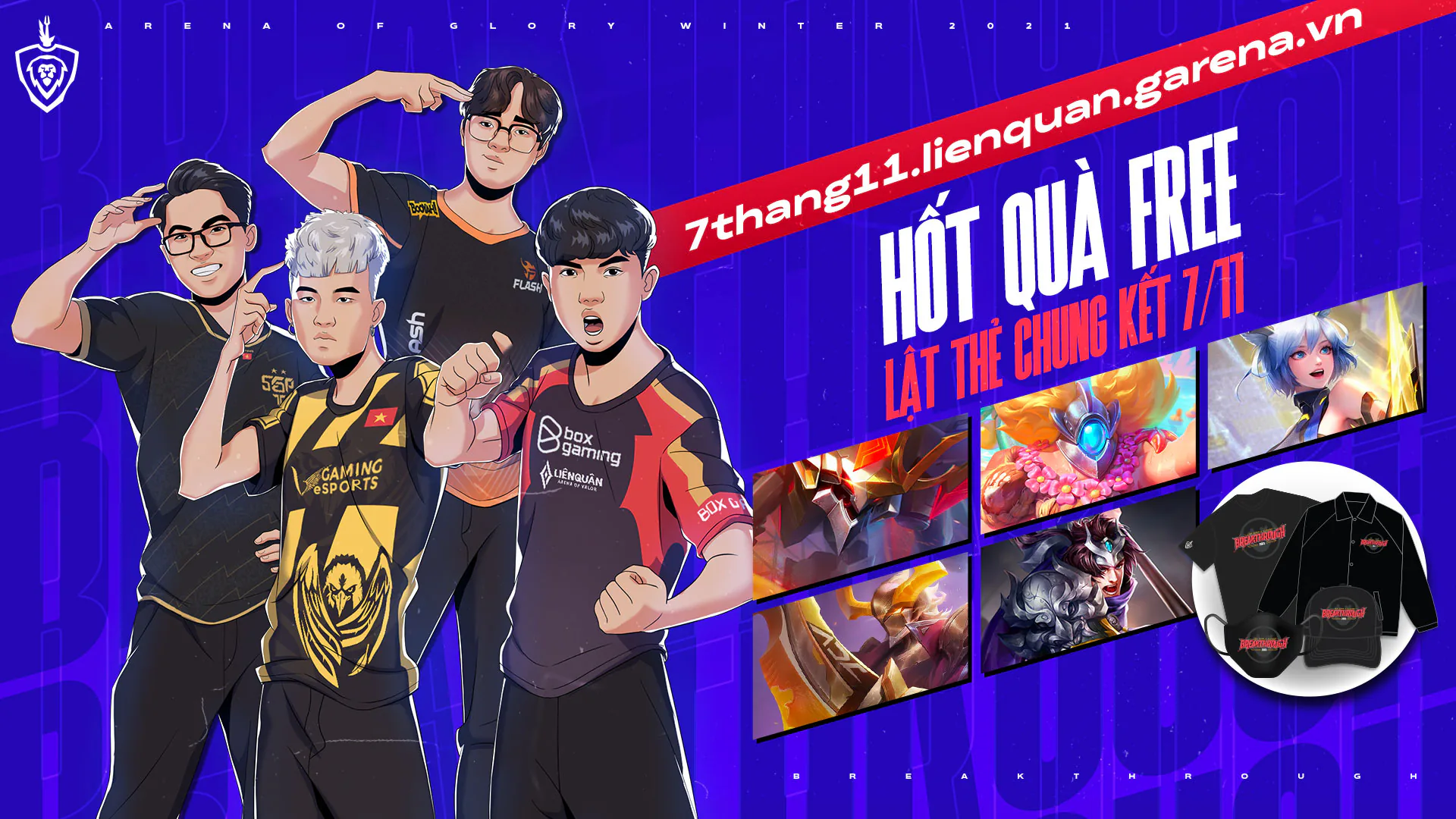 Garena tung quà rương tướng và trang phục miễn phí cho vòng Playoff cùng với chung kết Đấu Trường Danh Vọng