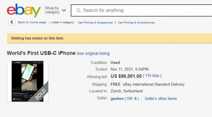 Chiếc iPhone X với cổng USB-C hiện đang được bán hơn 86,000 USD