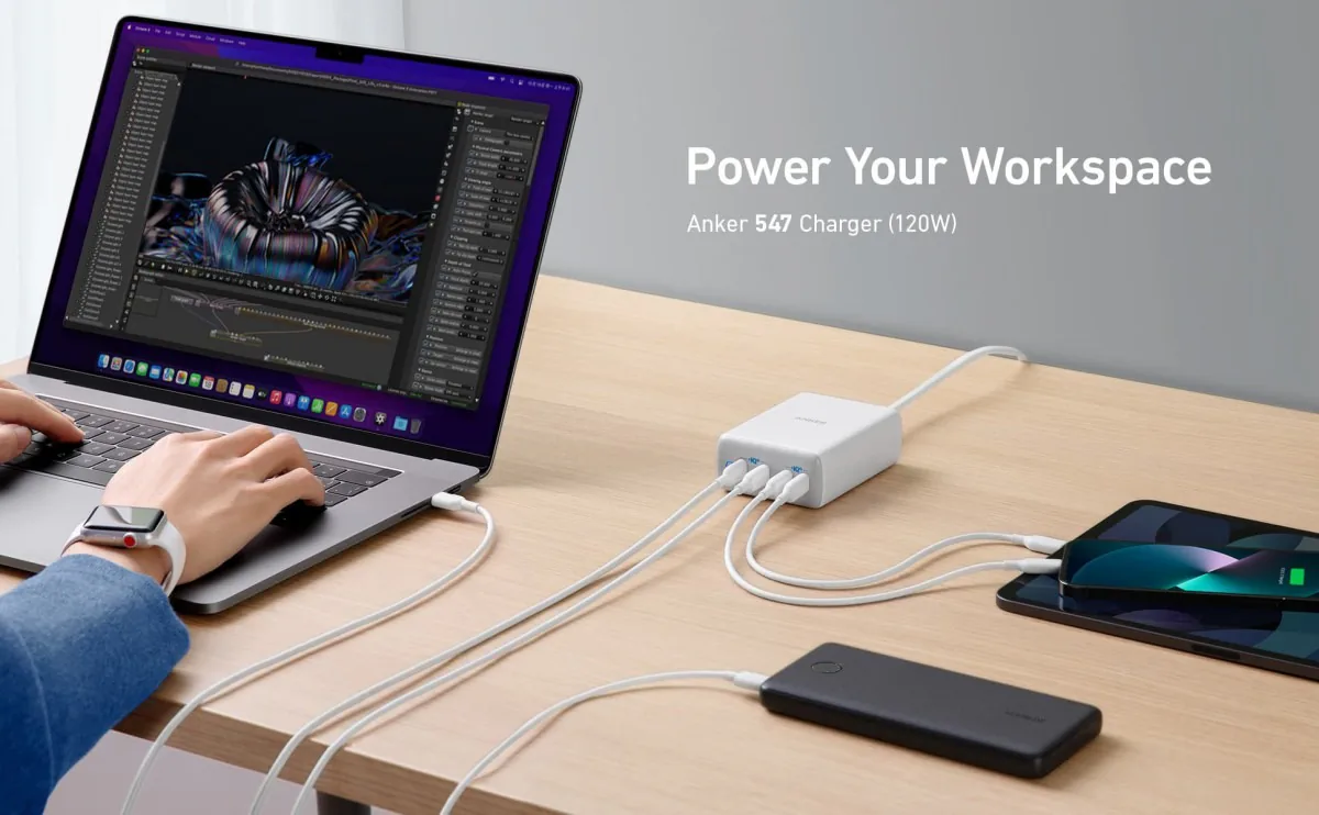Anker ra mắt cốc sạc 547 Charger mới với 4 cổng USB-C tổng công suất 120W chấp mọi loại thiết bị di động của người dùng