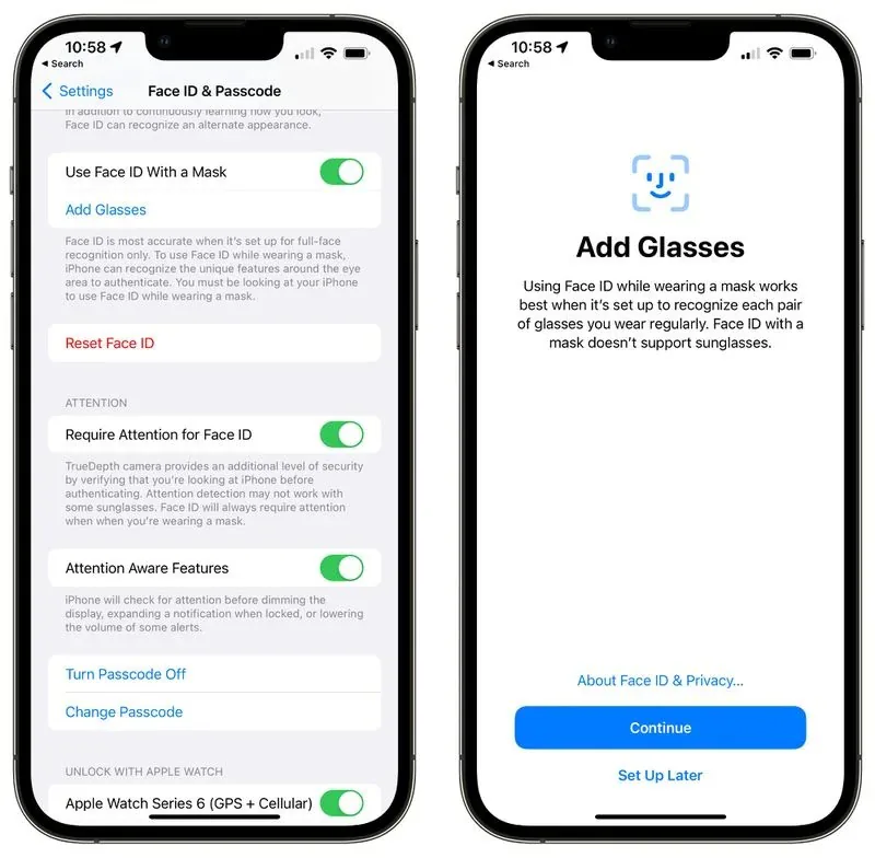 iOS 15.4 Beta giờ đã cho phép bạn mở khoá với Face ID khi đang đeo khẩu trang