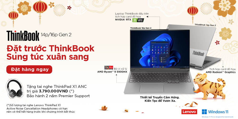 Lenovo ra mắt bộ đôi laptop mạnh mẽ mới ThinkBook 14p Gen 2 và ThinkBook 16p Gen 2 cho doanh nghiệp