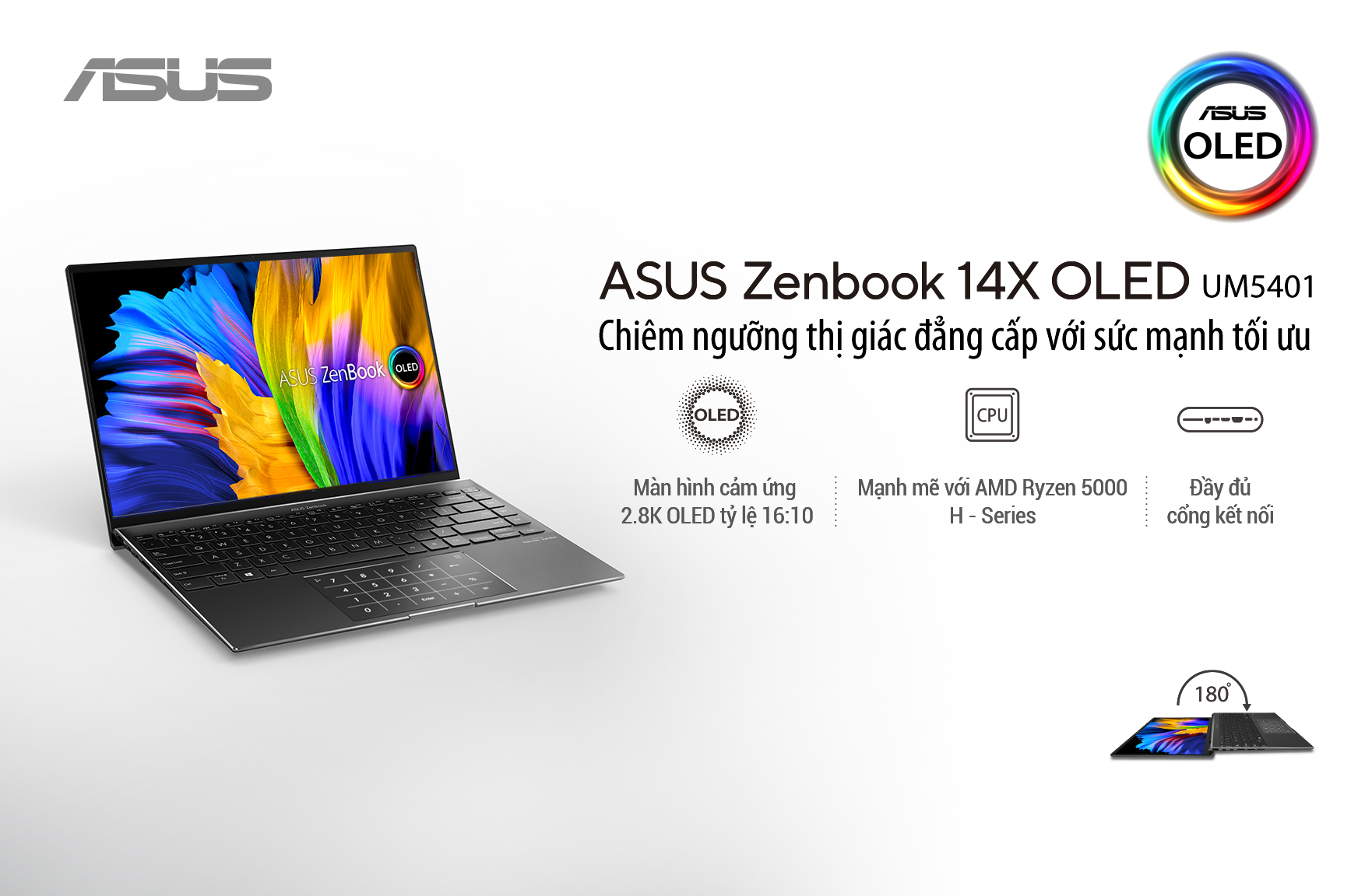 ASUS giới thiệu ZenBook 14X OLED mới: Màn hình 16:10 OLED chuẩn Pantone, AMD Ryzen 5000 H-Series,...