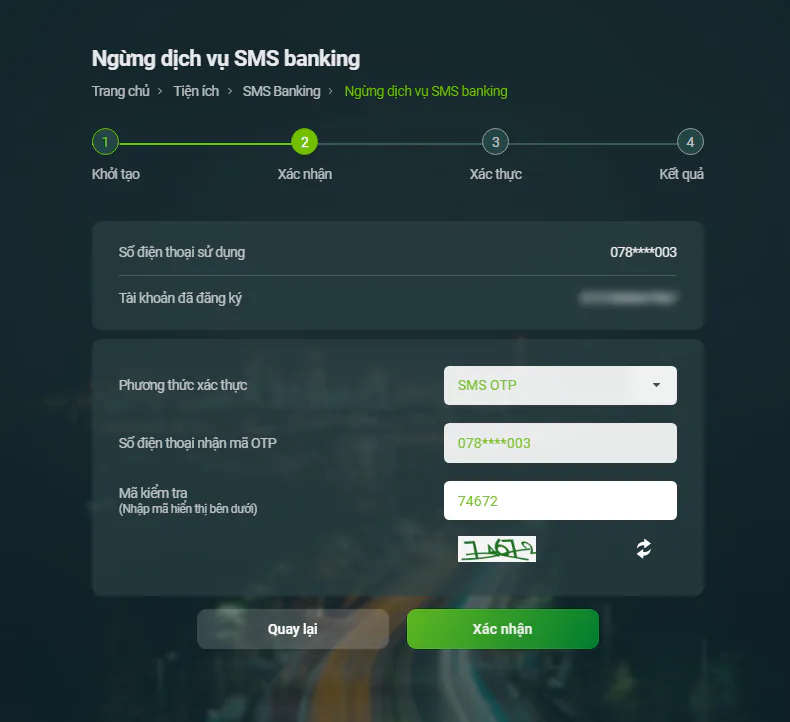 Cách huỷ dịch vụ SMS Banking Vietcombank ngưng gửi tin nhắn về máy