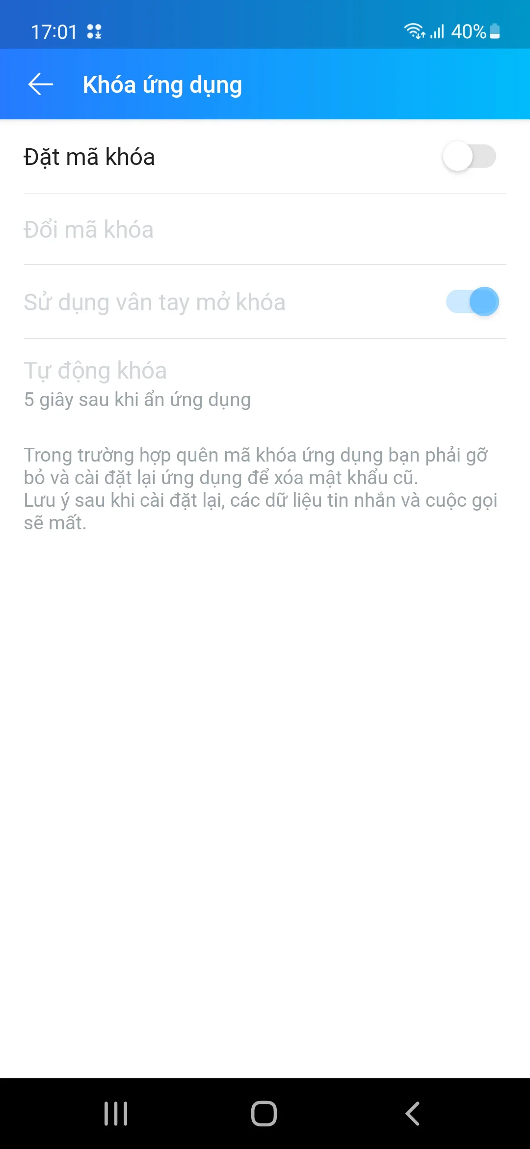 Hướng dẫn cách dùng vân tay hoặc Face ID để mở khoá ứng dụng Zalo