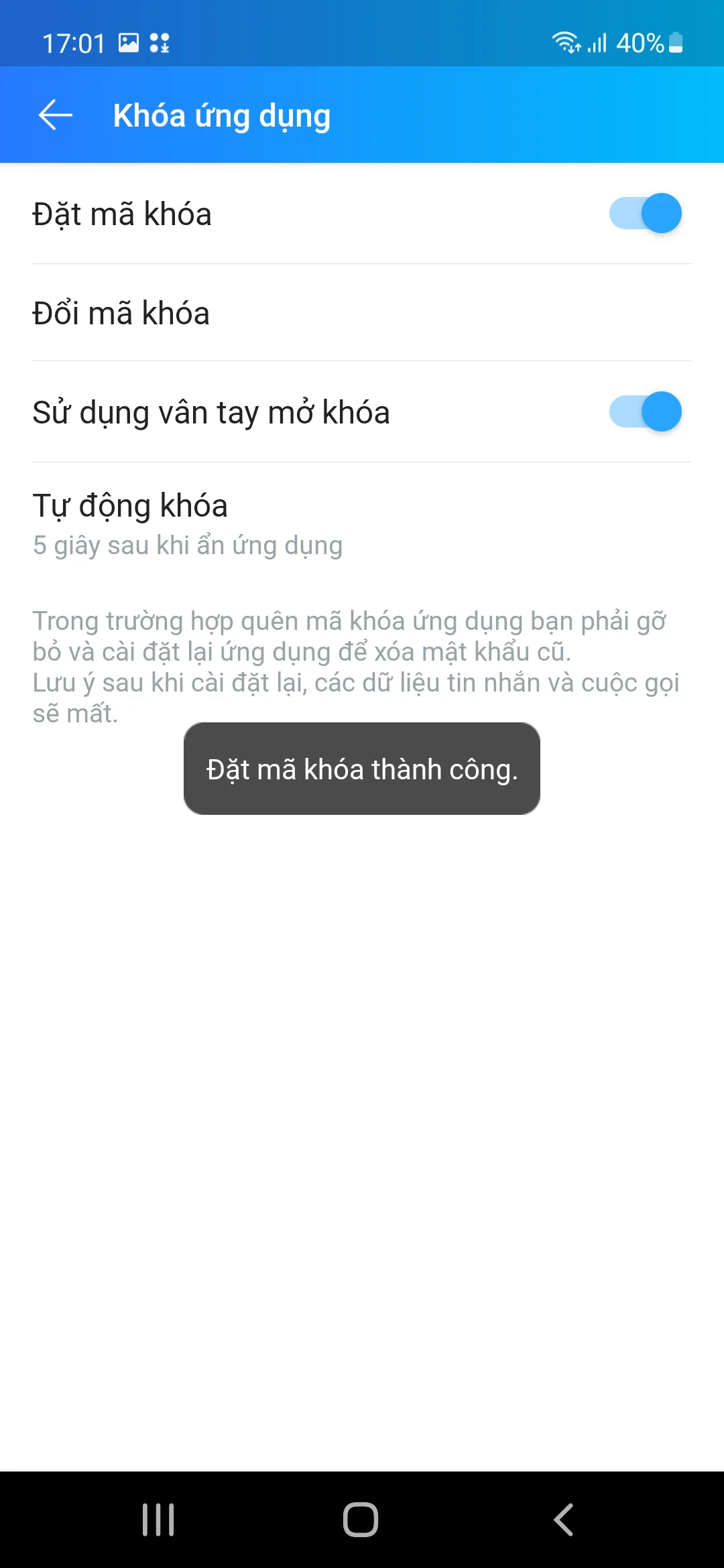 Hướng dẫn cách dùng vân tay hoặc Face ID để mở khoá ứng dụng Zalo
