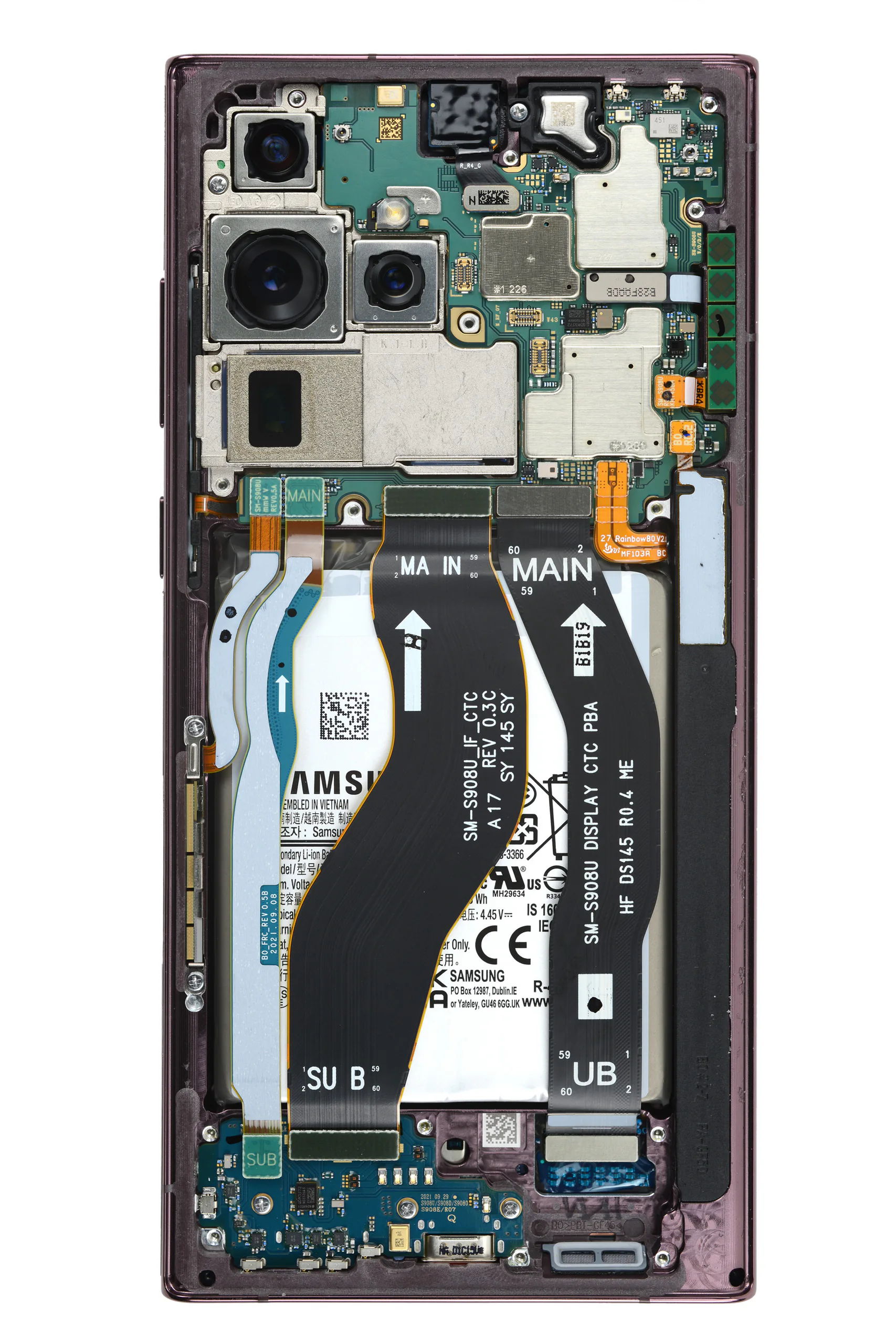 Tháo tung Galaxy S22 Ultra cùng iFixit: Hệ thống làm mát và nhiều thành phần phức tạp