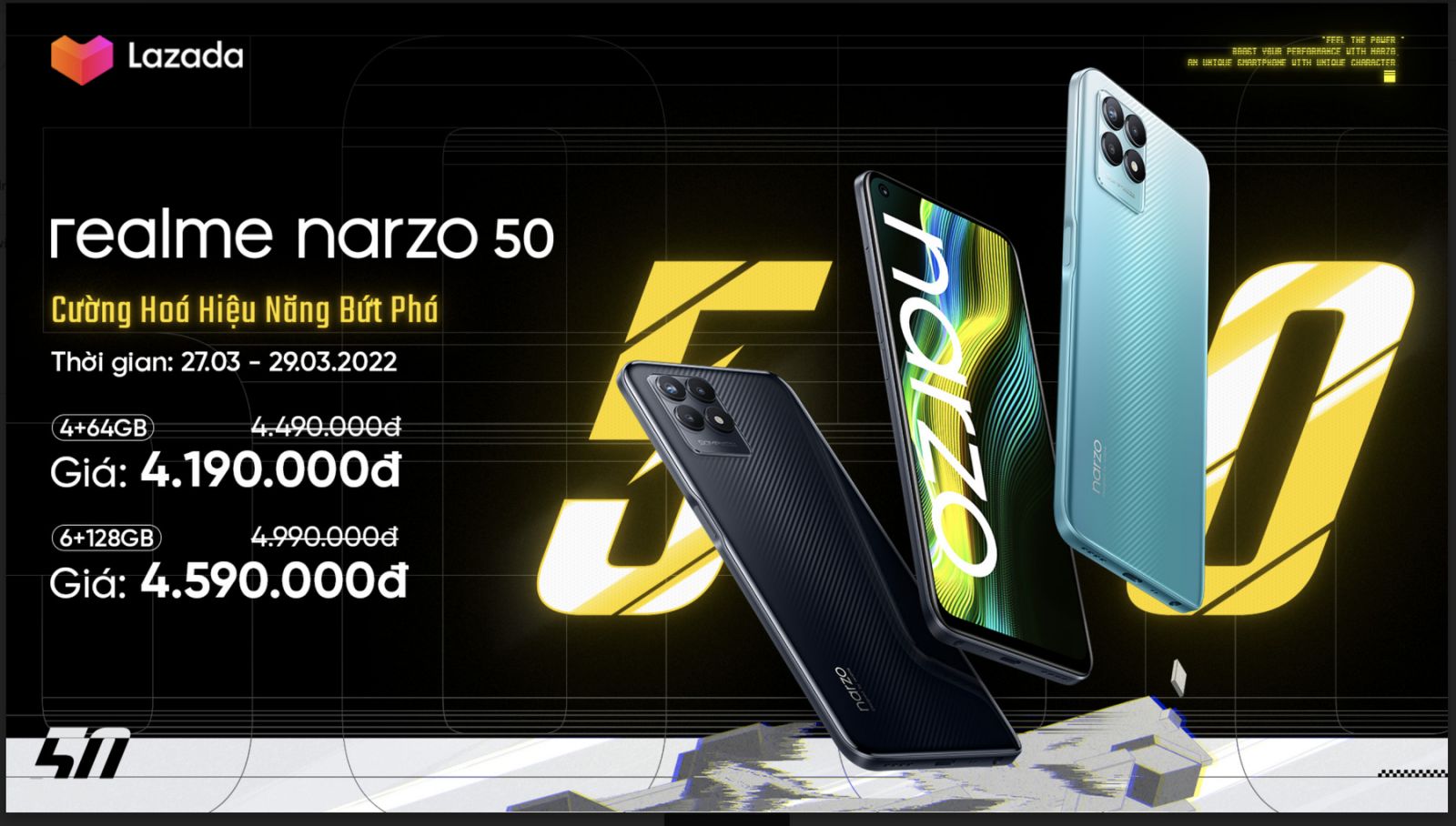 Chính thức ra mắt realme narzo 50 và narzo 50A Prime: Dòng smartphone siêu hiệu suất dành riêng cho giới trẻ yêu “game chiến”