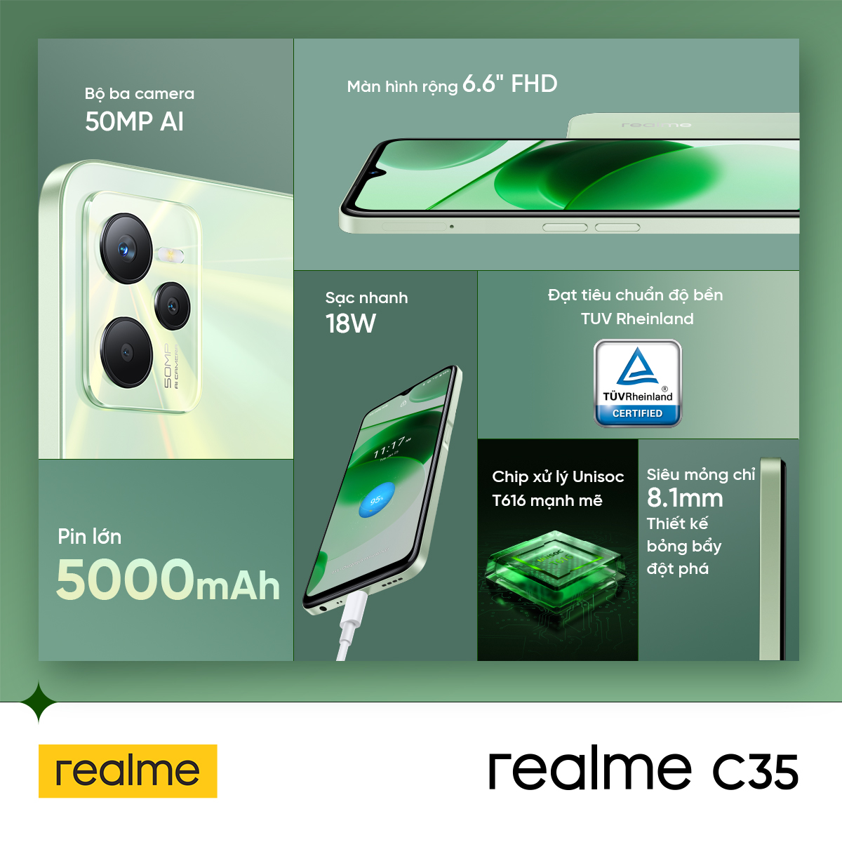 realme tung phiên bản C35 với dung lượng nâng cấp, đi kèm ưu đãi giảm ngay 300,000 đồng khi mua trong tháng 4