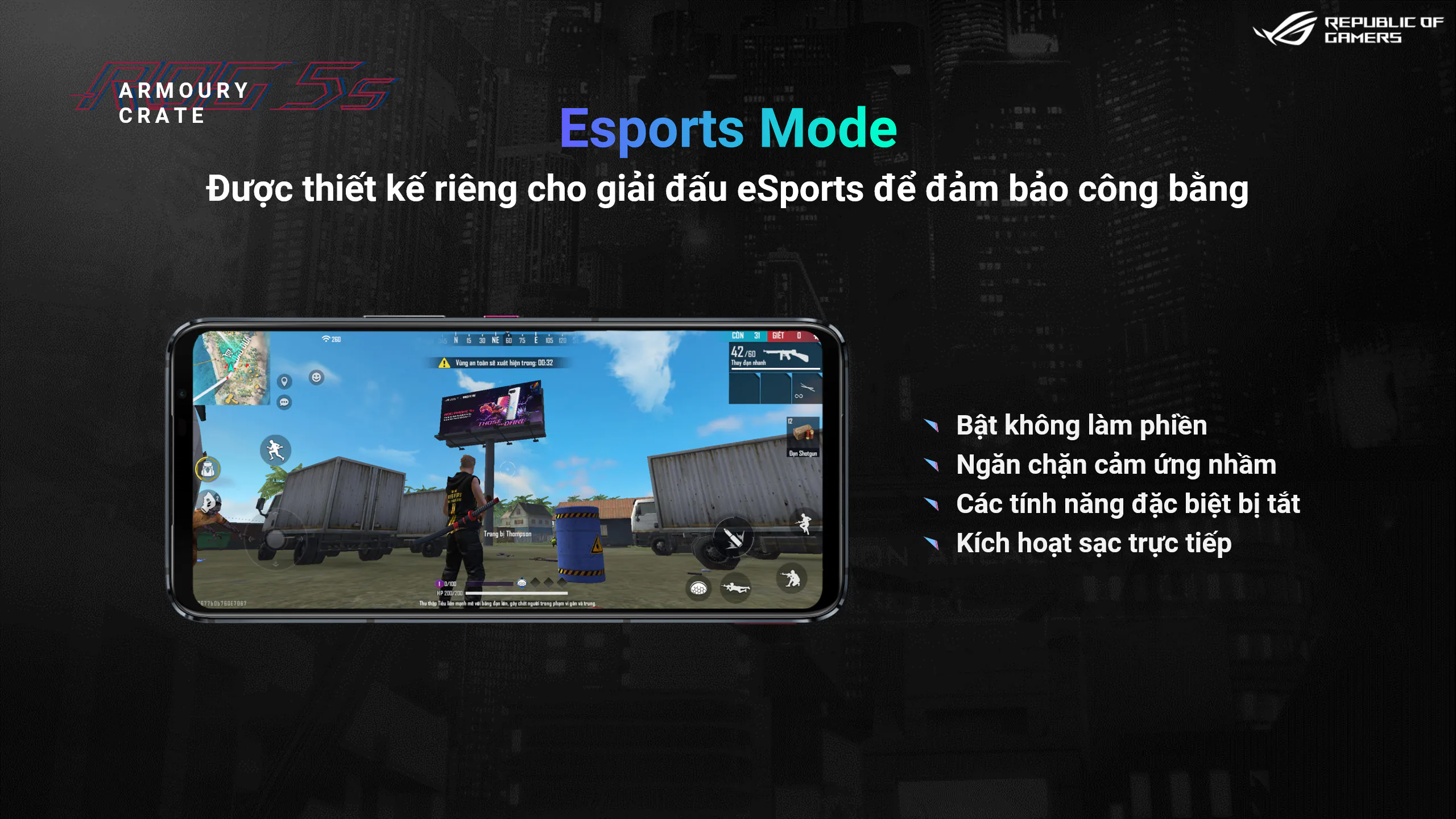 ROG Phone 5s là nhà tài trợ chính thức thiết bị thi đấu bộ môn Free Fire cho SEA Games 31