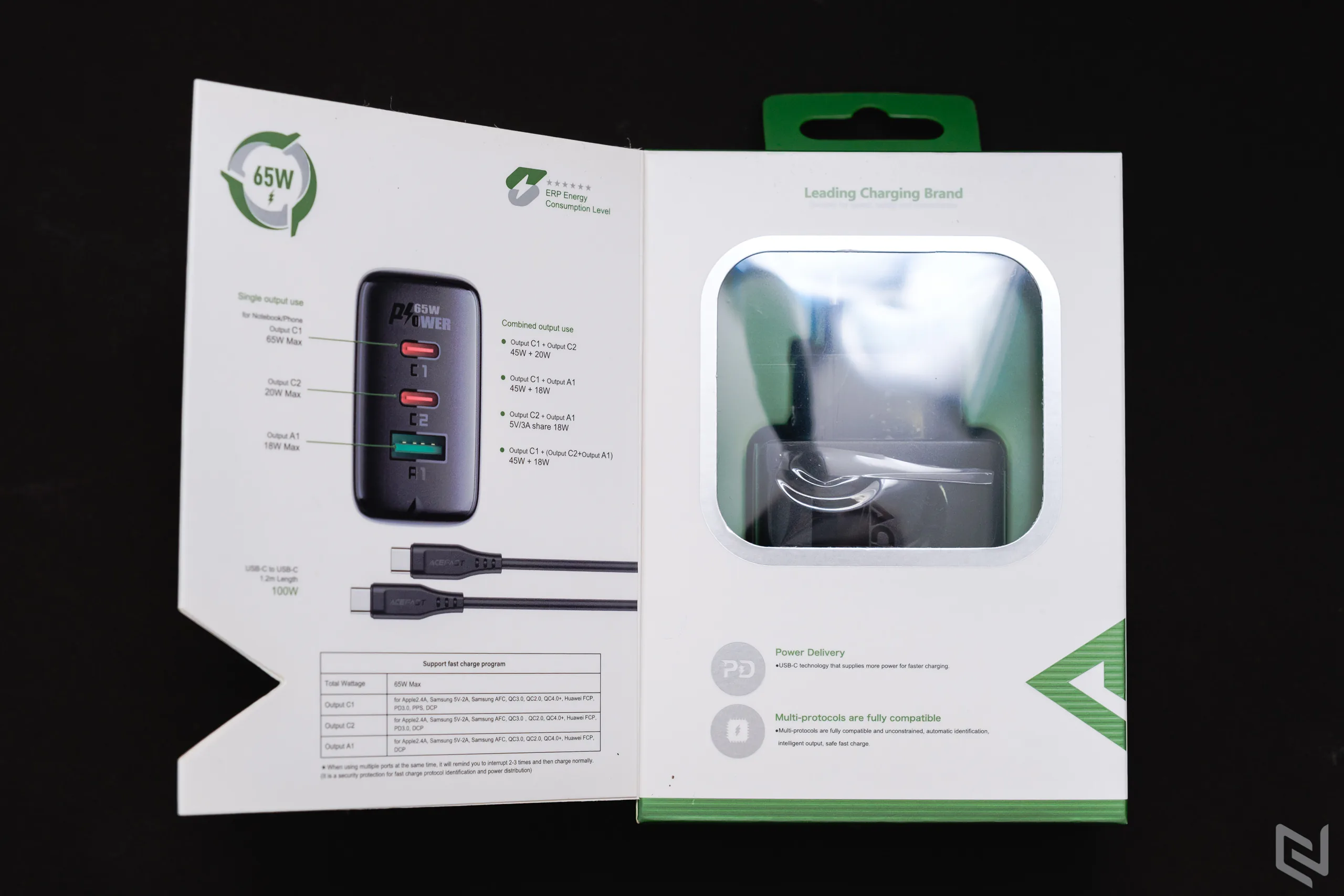Trên tay sạc ACEFAST PD3.0 65W 3 cổng 2C 1A phân bổ nguồn thông minh, tặng kèm cáp USB-C 100W