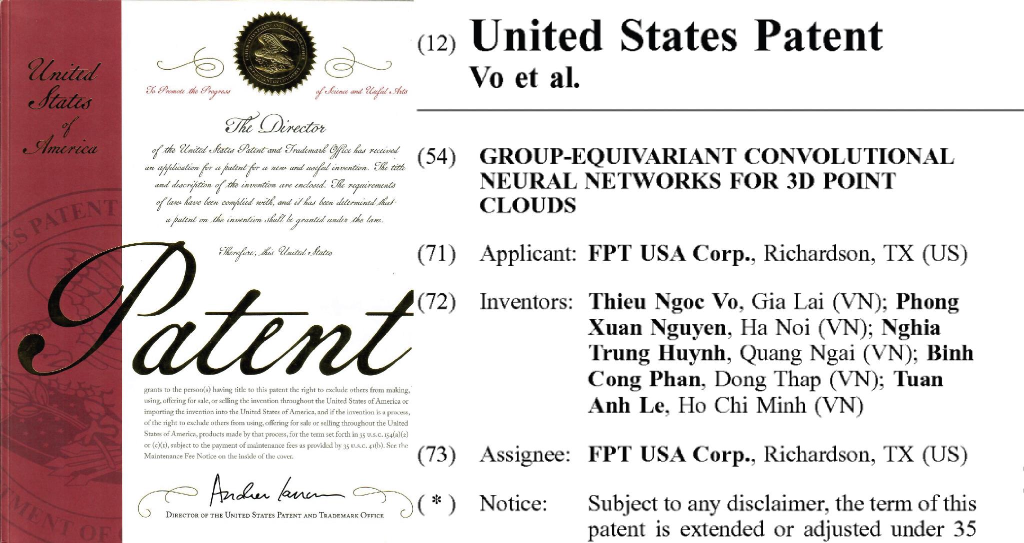 FPT Software sở hữu bằng sáng chế học sâu tại Mỹ