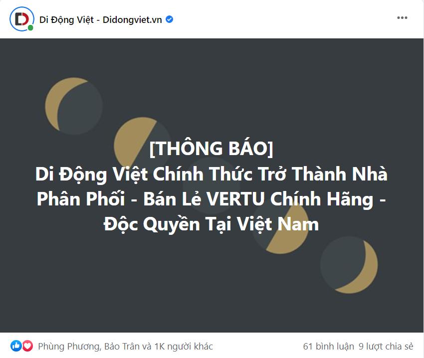 Tín hiệu của người dùng khi có thông tin Vertu sắp được phân phối chính thức tại Việt Nam?
