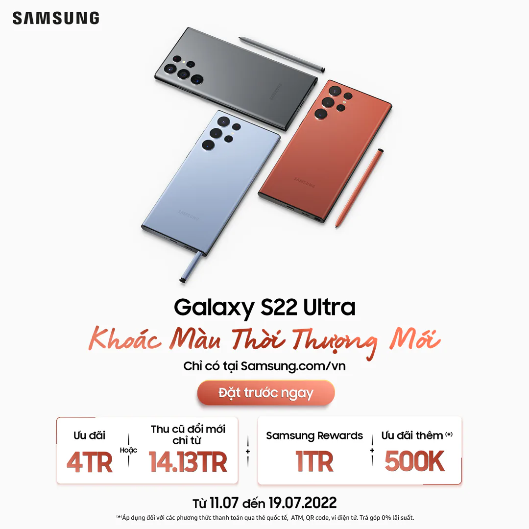 Samsung ra mắt bộ ba phiên bản màu mới cho Galaxy S22 Ultra