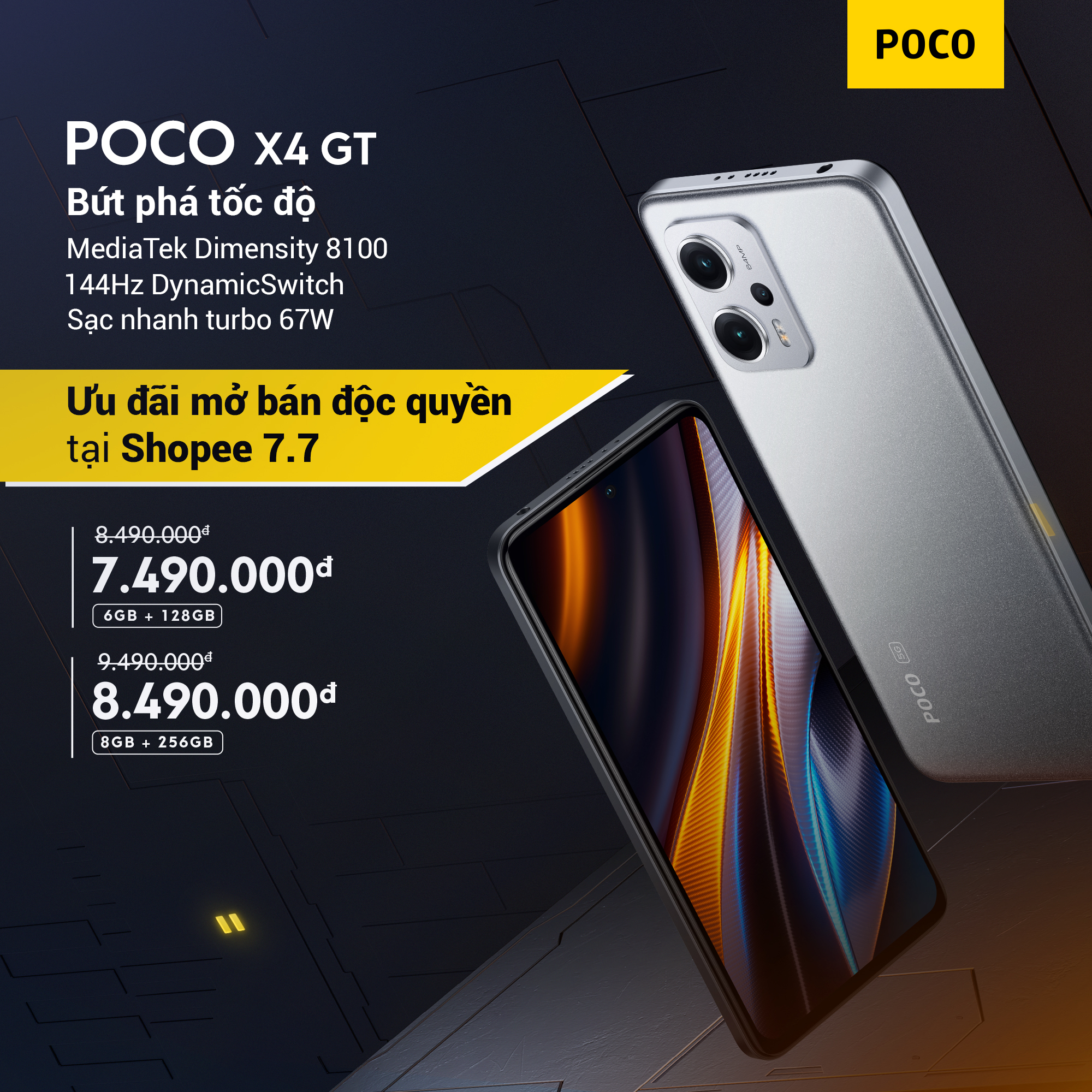 Ra mắt POCO X4 GT cùng bộ vi xử lý Dimensity 8100 mạnh mẽ