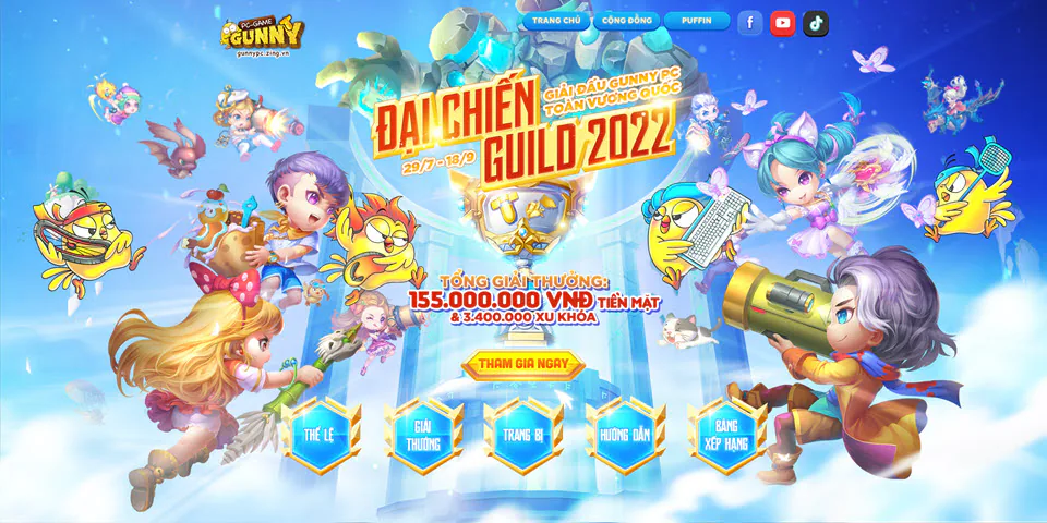 Khởi tranh Đại Chiến Guild 2022 - Giải đấu khủng nhất Gunny PC với tổng giải thưởng đến 155 triệu VND