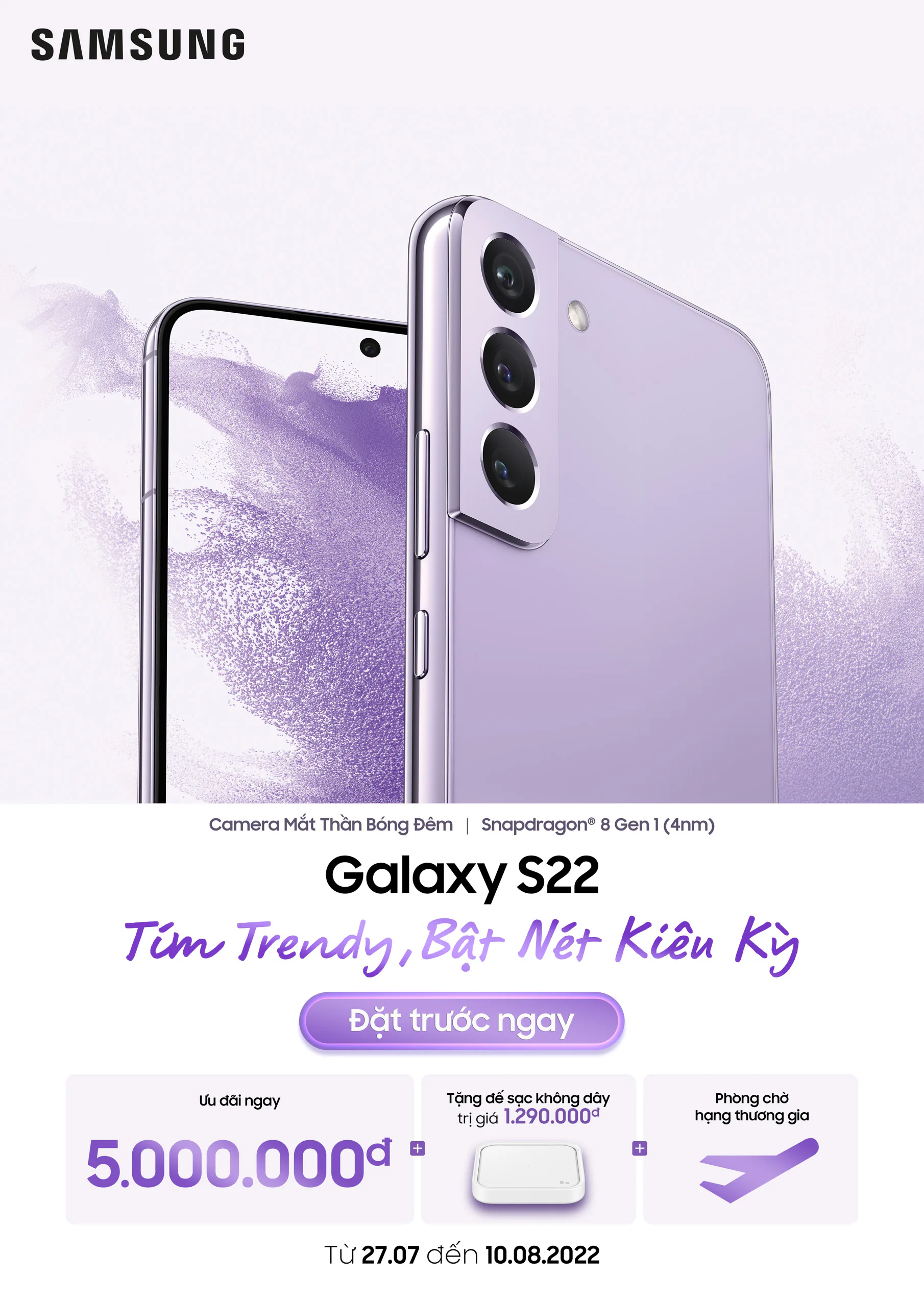 Samsung trình làng phiên bản Galaxy S22 “Tím Trendy Bật Nét Kiêu Kỳ”